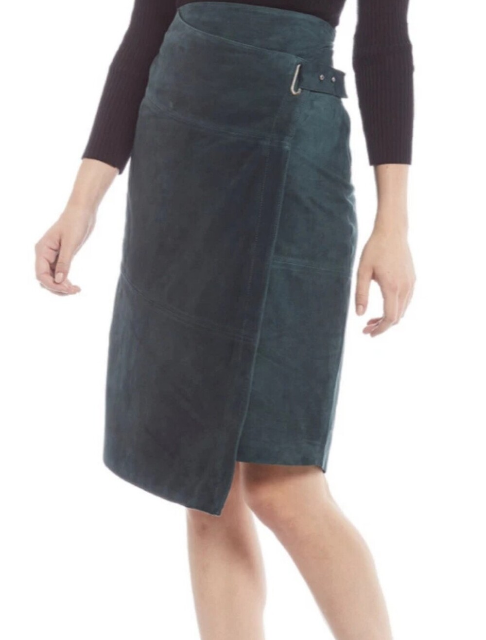 Womens Antonio Melani Suede Green Midi Skirt Sz Large NWT $249